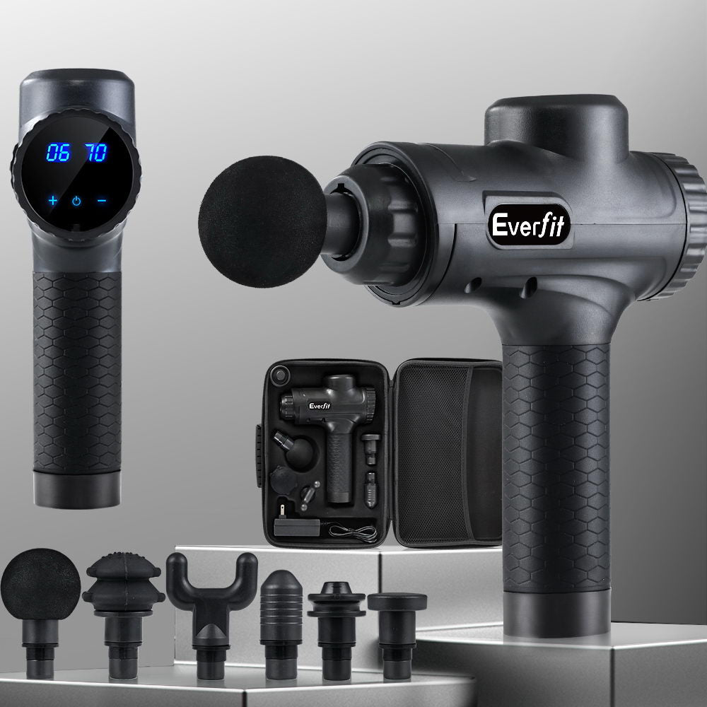 Everfit 30-Speed Rechargeable Massage Gun with 6 Interchangeable Heads