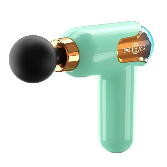 Green Portable Deep Tissue Massage Gun - 9 Speed Settings & 4 Heads