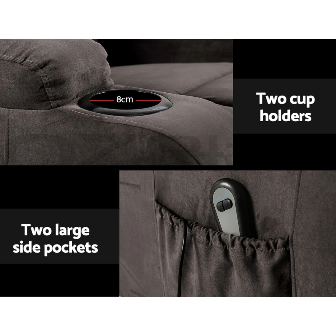 Artiss Recliner Chair Lift Assist Heated Massage Chair Velvet Rukwa