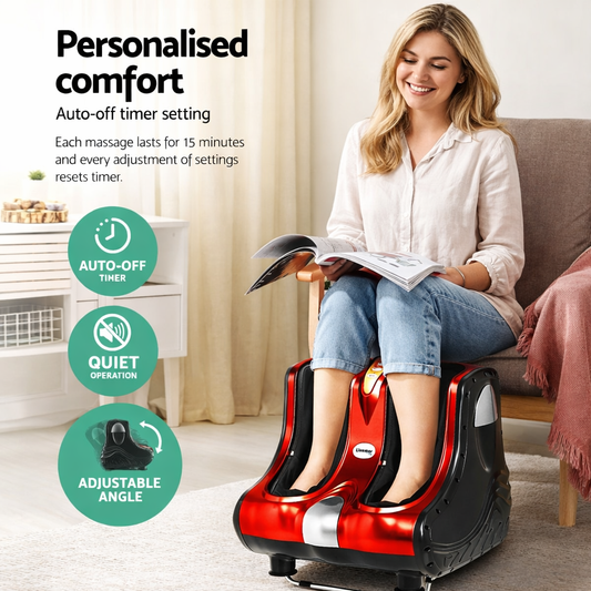 Livemor Foot Massager Massagers Shiatsu Electric Roller Ankle Calf Leg Kneading Red