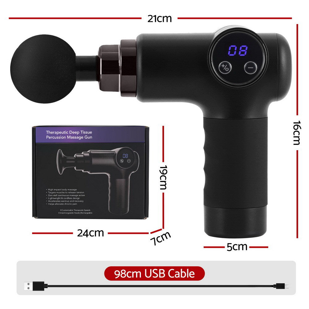 Everfit 8-Speed Massage Gun with 4 Attachments - Chargeable & Quiet