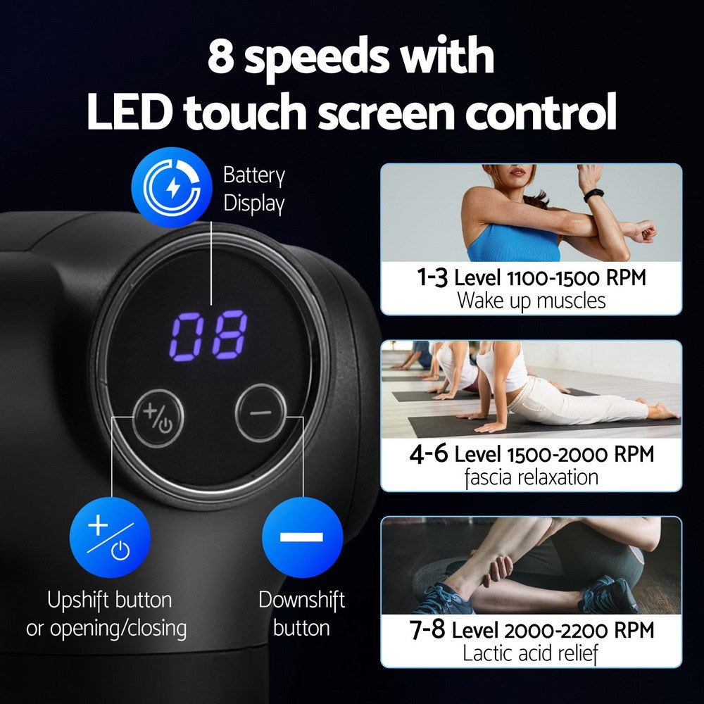 Everfit 8-Speed Massage Gun with 4 Attachments - Chargeable & Quiet