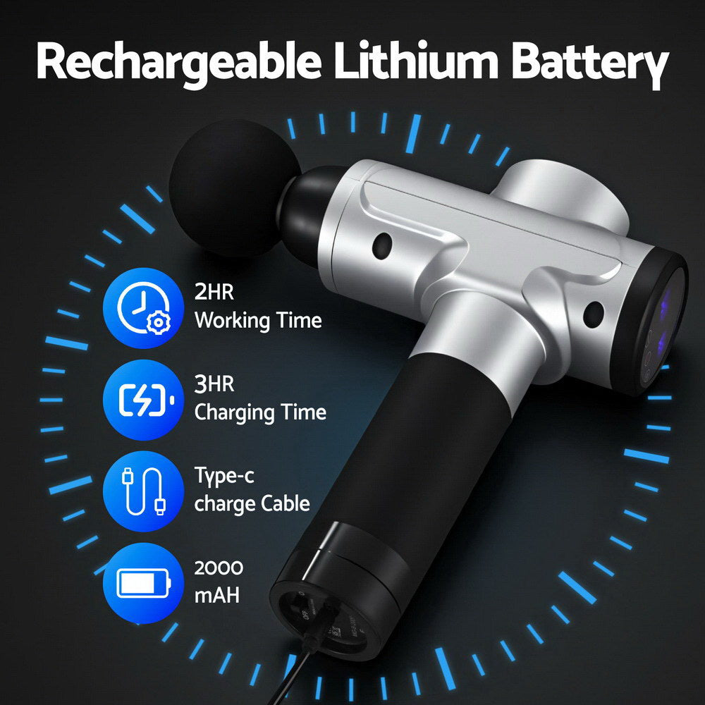 Everfit 30-Speed Rechargeable Massage Gun with 6 Attachments
