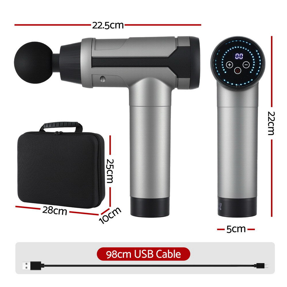 Everfit 30-Speed Rechargeable Massage Gun with 6 Heads
