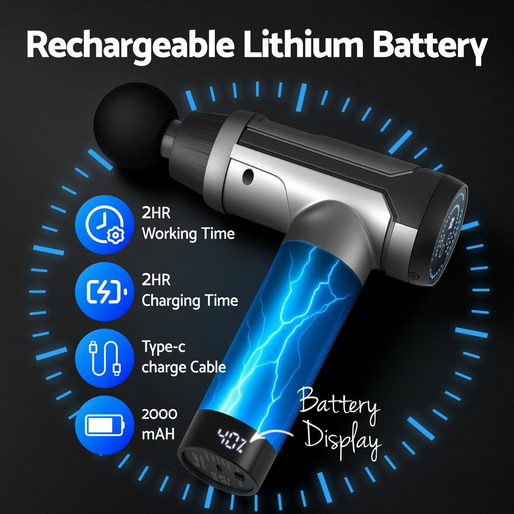 Everfit 30-Speed Rechargeable Massage Gun with 6 Heads