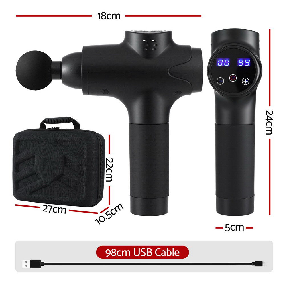 Everfit 30-Speed Rechargeable Massage Gun with 8 Attachments
