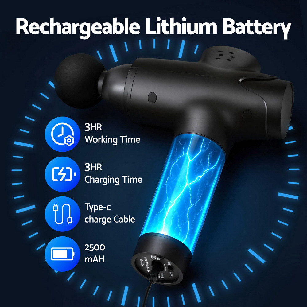 Everfit 30-Speed Rechargeable Massage Gun with 8 Attachments