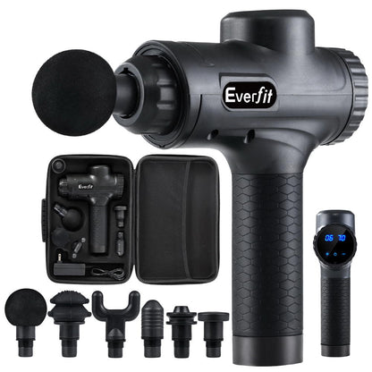 Everfit 30-Speed Rechargeable Massage Gun with 6 Interchangeable Heads
