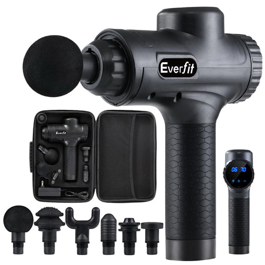 Everfit 30-Speed Rechargeable Massage Gun with 6 Interchangeable Heads