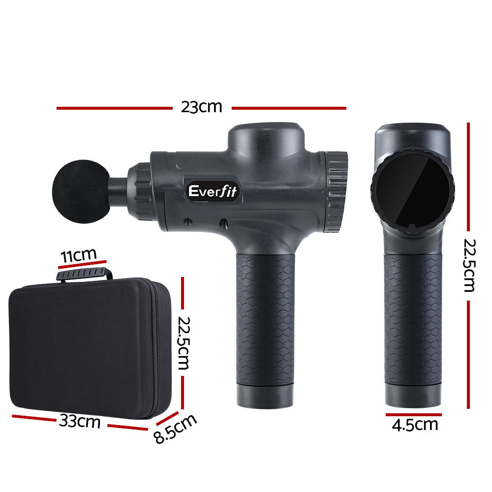 Everfit 30-Speed Rechargeable Massage Gun with 6 Interchangeable Heads