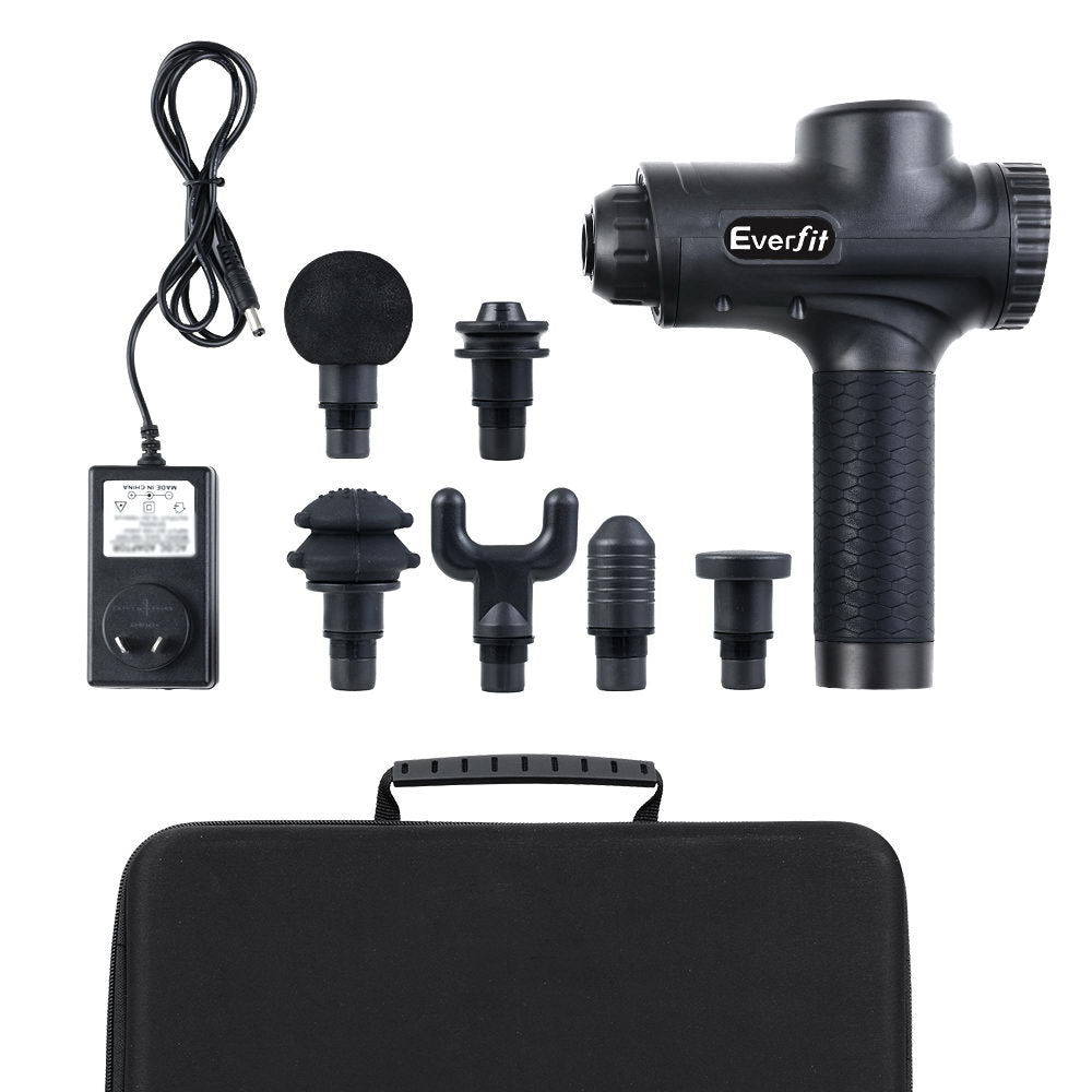 Everfit 30-Speed Rechargeable Massage Gun with 6 Interchangeable Heads