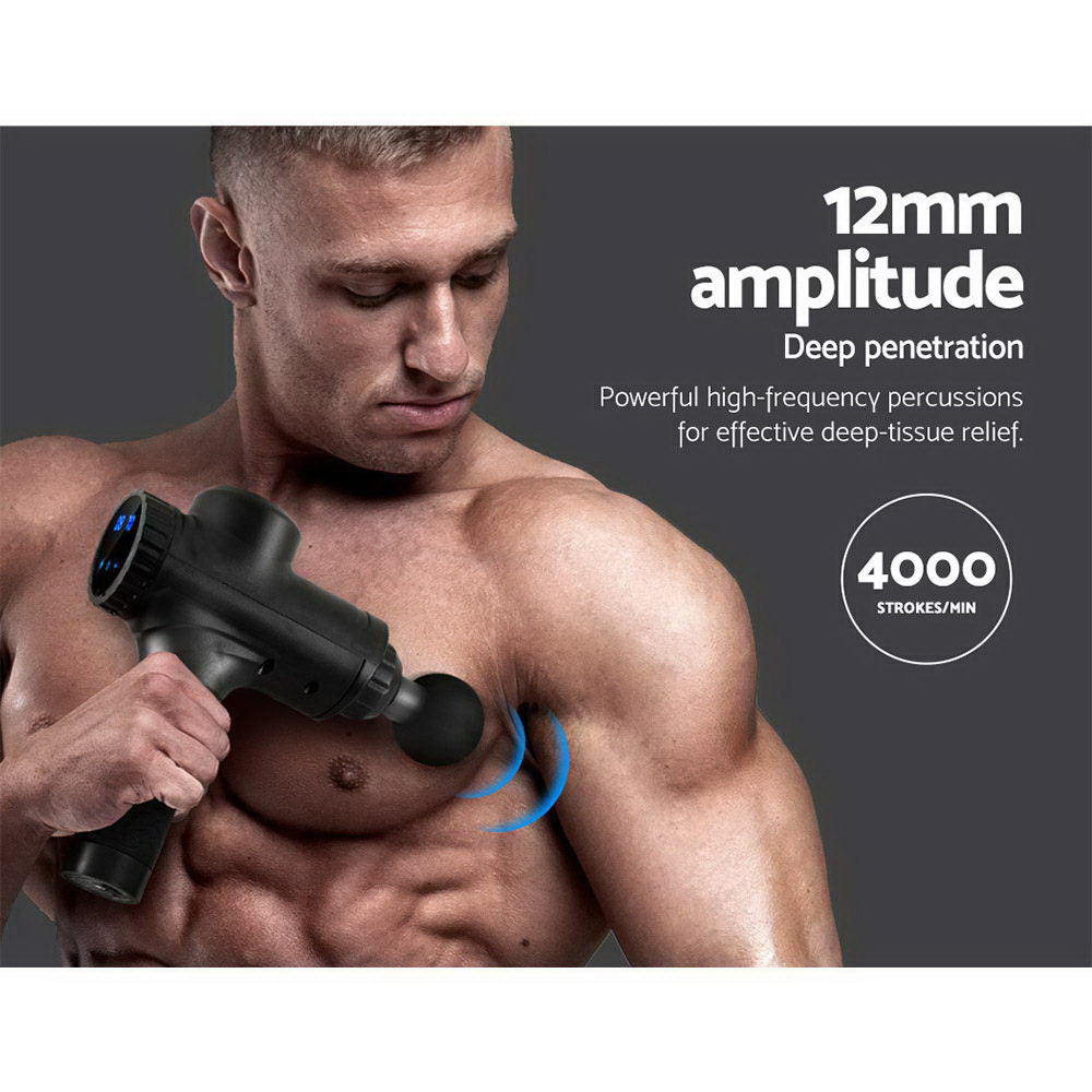 Everfit 30-Speed Rechargeable Massage Gun with 6 Interchangeable Heads