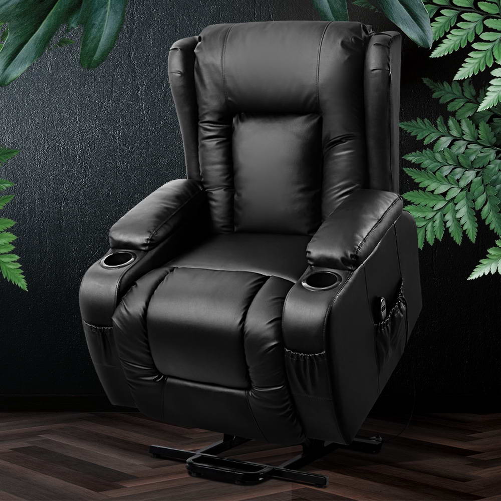 Artiss Recliner Chair Lift Assist Heated Massage Chair Velvet Rukwa