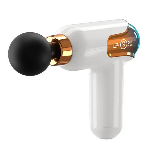 LC002 White Portable Massage Gun - Deep Tissue Relief with 4 Heads & 9 Speeds