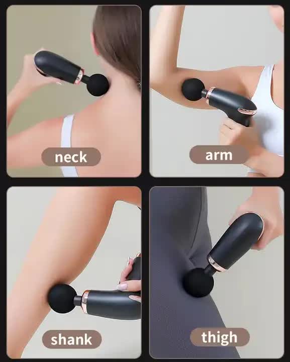 Classic Black 6-Speed Deep Tissue Massage Gun with 4 Heads