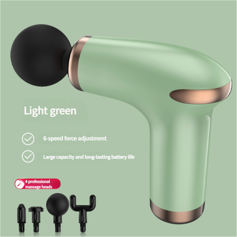 Green 6-Speed Deep Tissue Massage Gun with 4 Heads