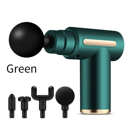 Compact Green Deep Tissue Massage Gun with 4 Heads