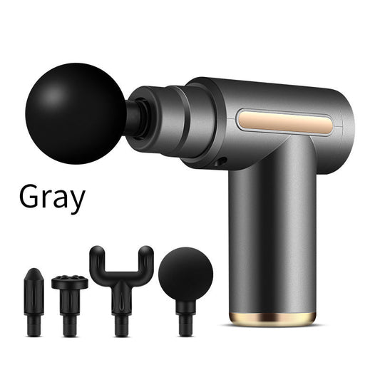 Compact Gray Deep Tissue Massage Gun with 4 Heads