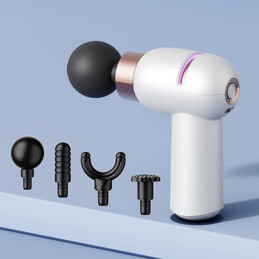 LC-005 White Portable Mini Massage Gun - Quiet 6-Speed Muscle Massager