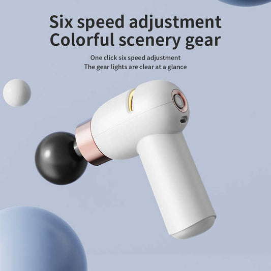 LC-005 White Portable Mini Massage Gun - Quiet 6-Speed Muscle Massager