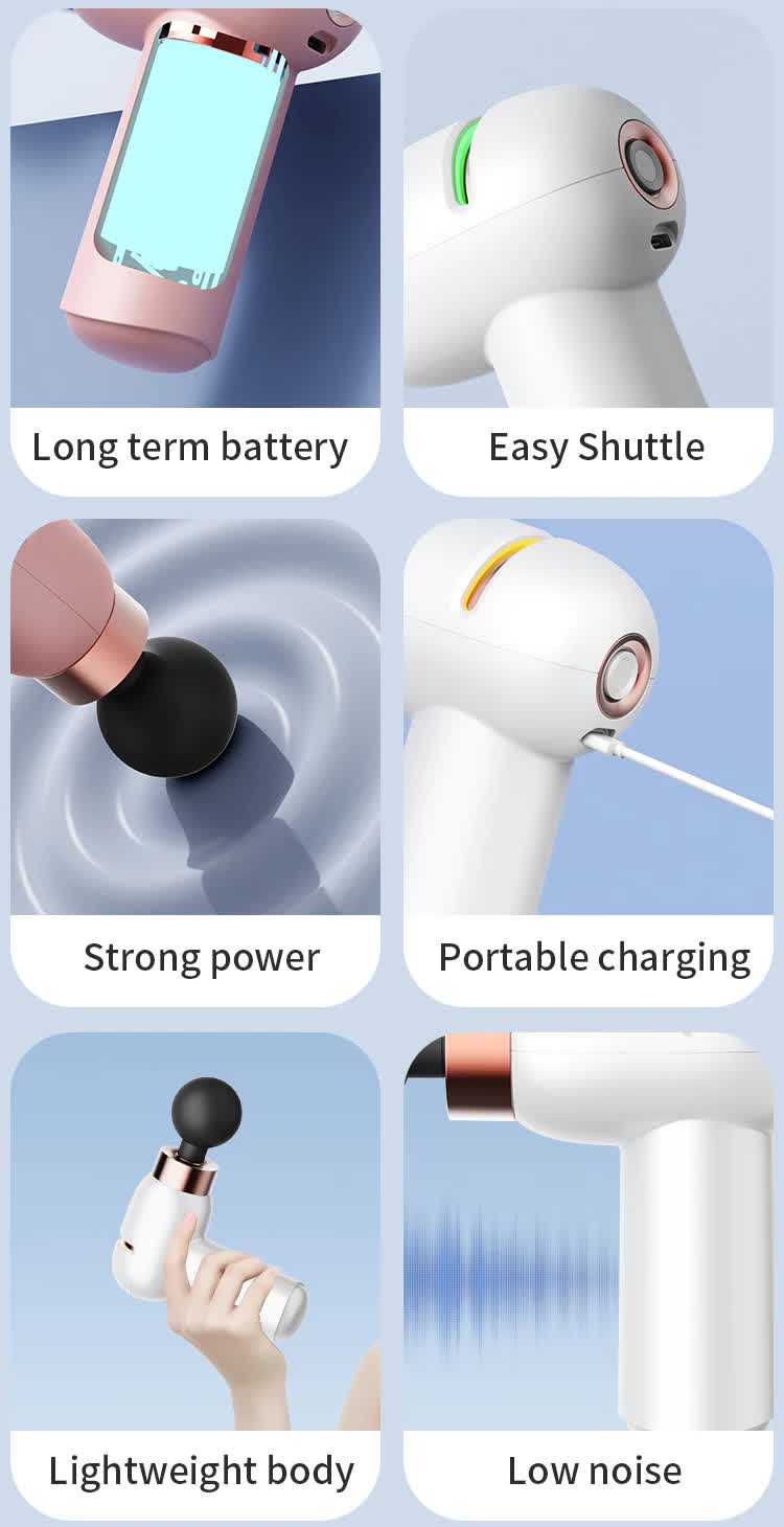LC-005 White Portable Mini Massage Gun - Quiet 6-Speed Muscle Massager