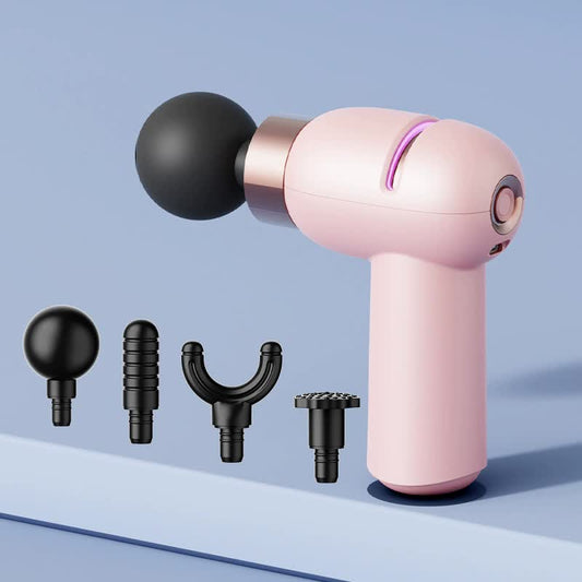 Pink Portable Mini Massage Gun - Quiet Muscle Relief with 6 Speeds