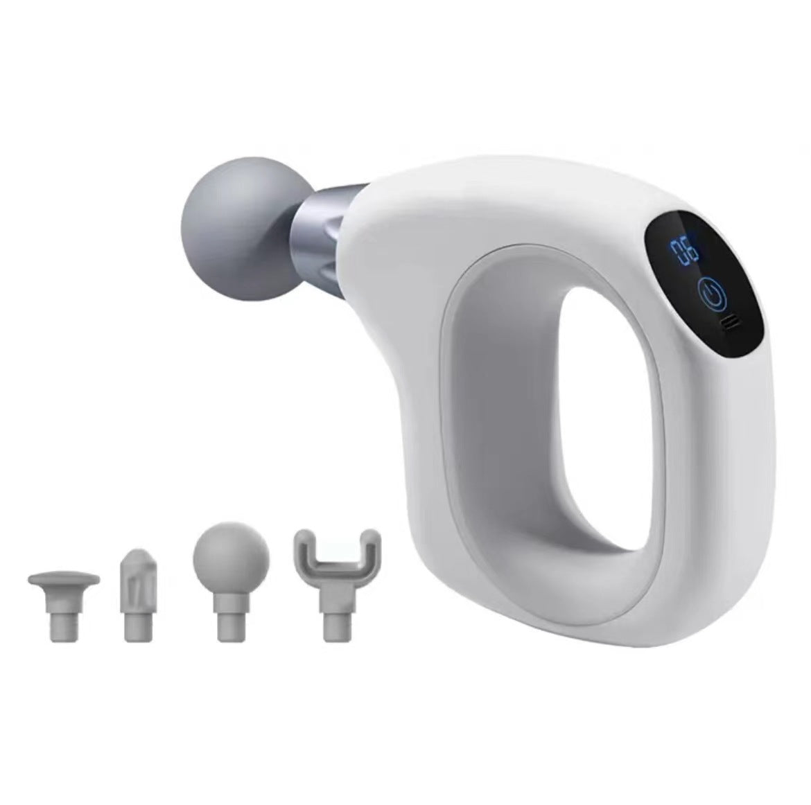 Compact White Handheld Massage Gun with Adjustable Speed