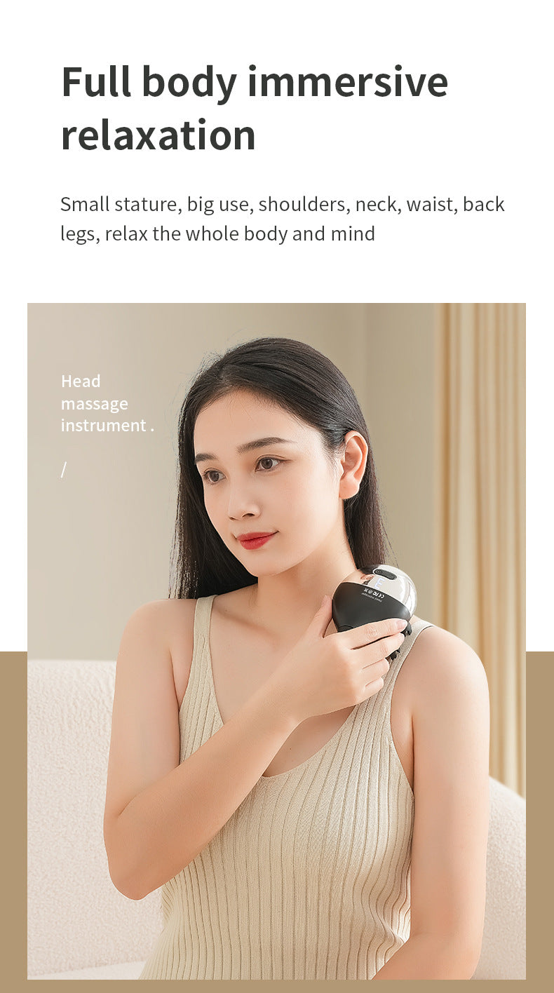 Intelligent 3D Electric Head & Scalp Massager - 7 Massage Techniques, IPX7 Waterproof, Rechargeable(Purple)