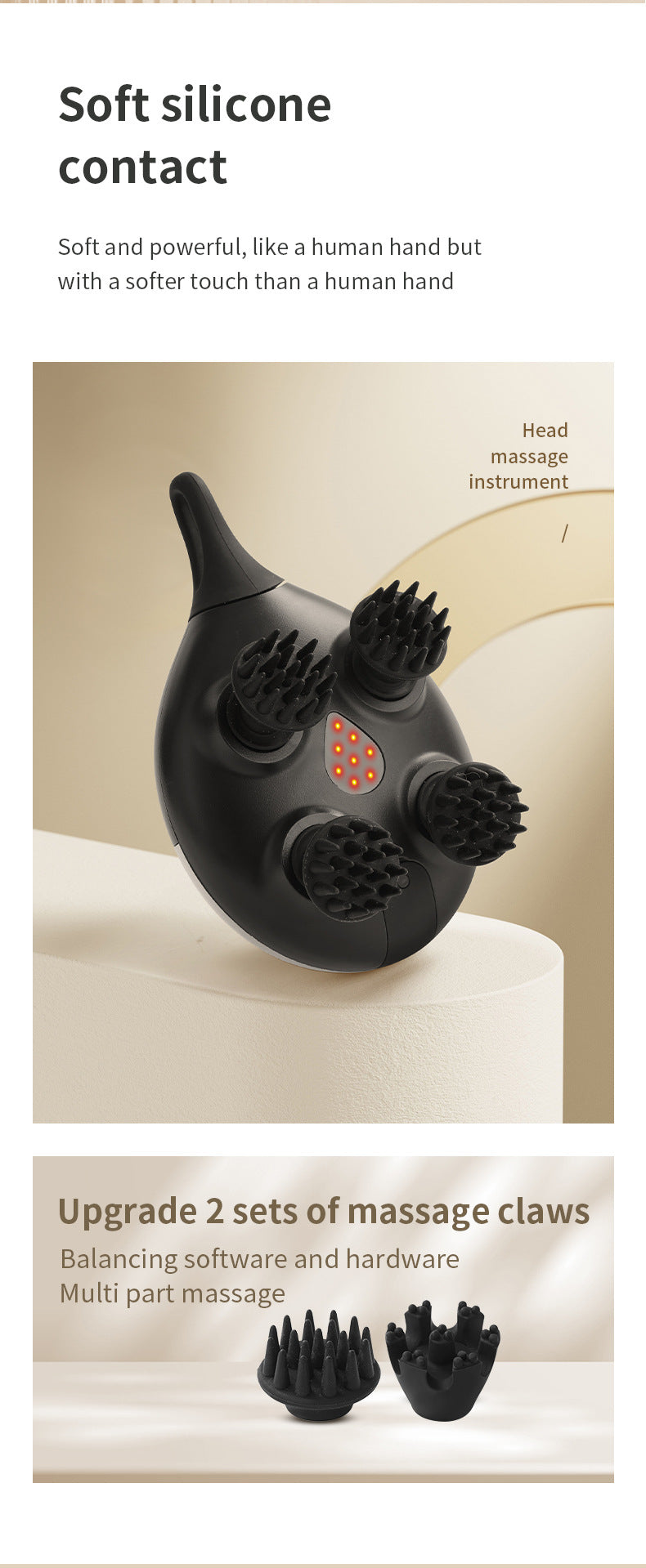 Intelligent 3D Electric Head & Scalp Massager - 7 Massage Techniques, IPX7 Waterproof, Rechargeable(Yellow)