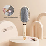 Square comb Soft Touch Air Cushion Hair Brush with Built-in Cleaning Claw Detangling Massage Comb for Wet and Dry Hair Gentle Scalp Care
