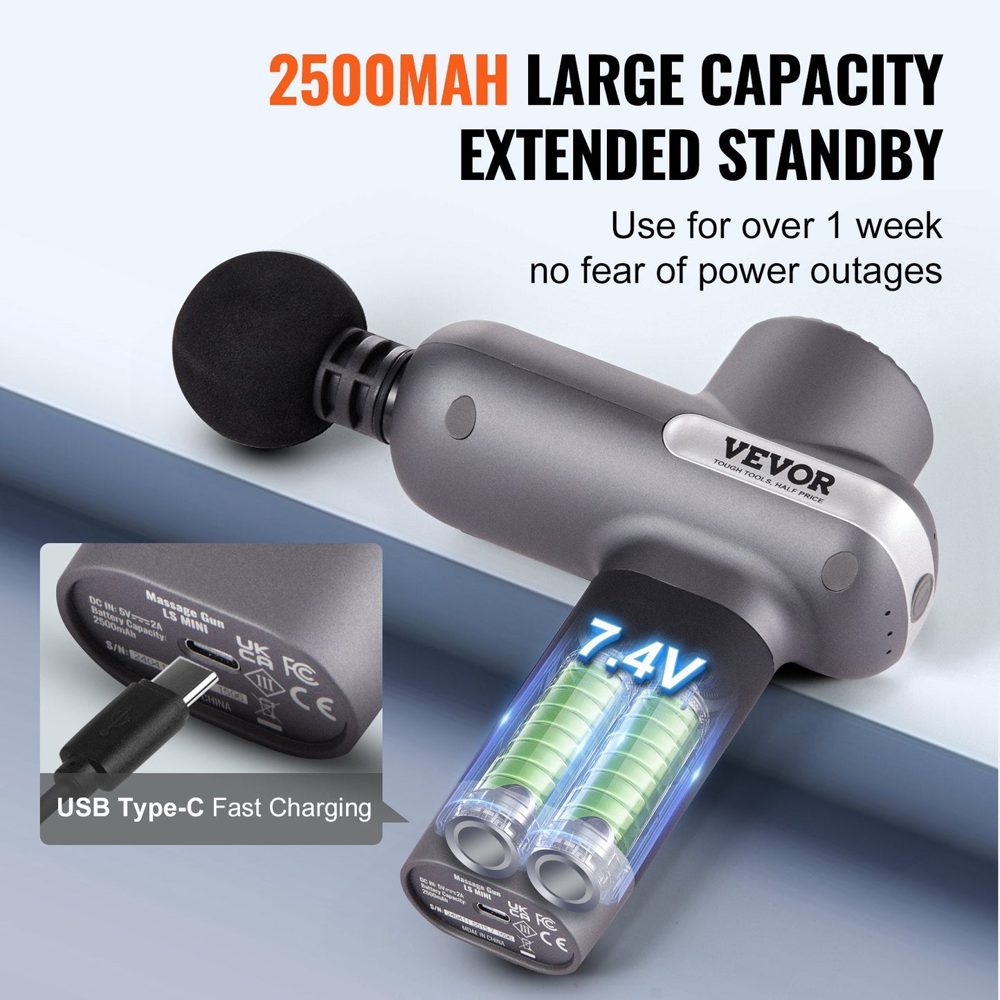 VEVOR Deep Tissue Massage Gun - Percussion Massager with 5 Speeds & 6 Heads