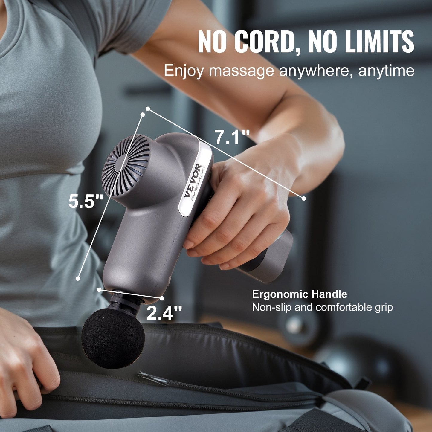 VEVOR Deep Tissue Massage Gun - Percussion Massager with 5 Speeds & 6 Heads