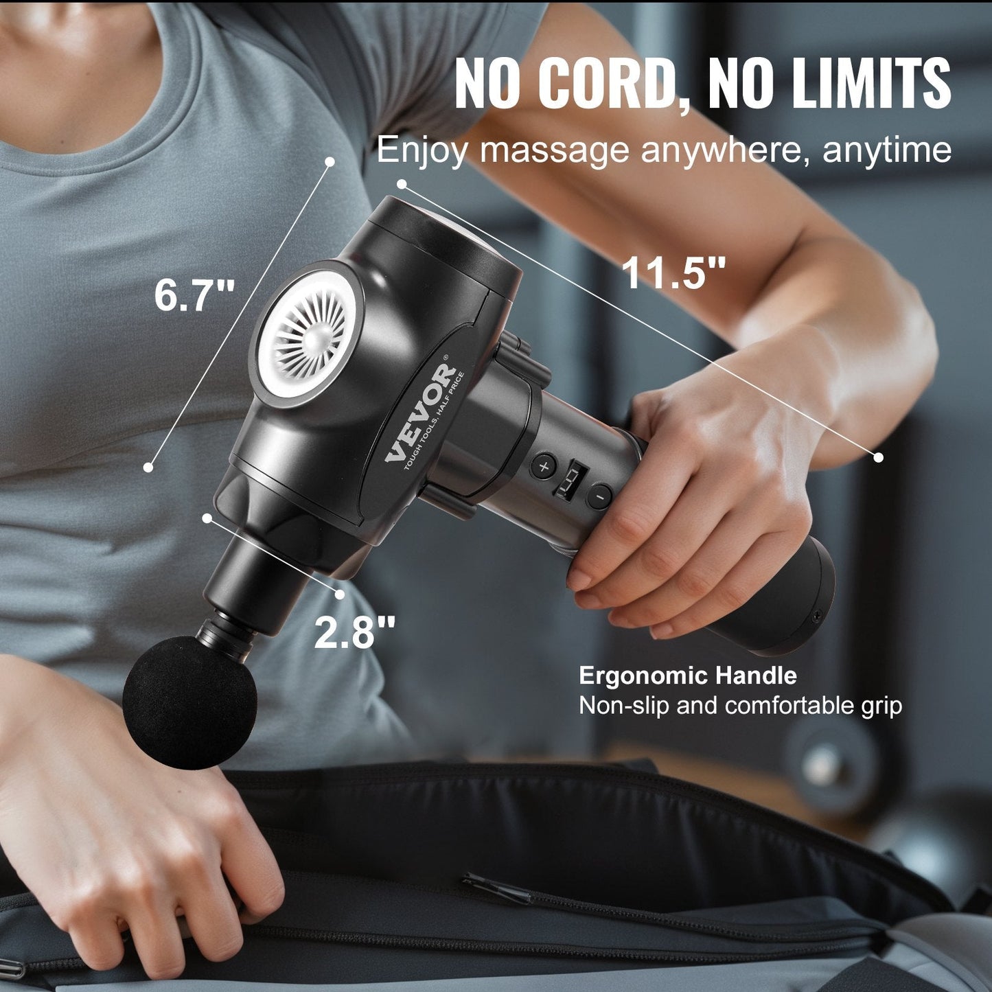 VEVOR Deep Tissue Massage Gun for Athletes - 9 Speed Levels & 6 Heads