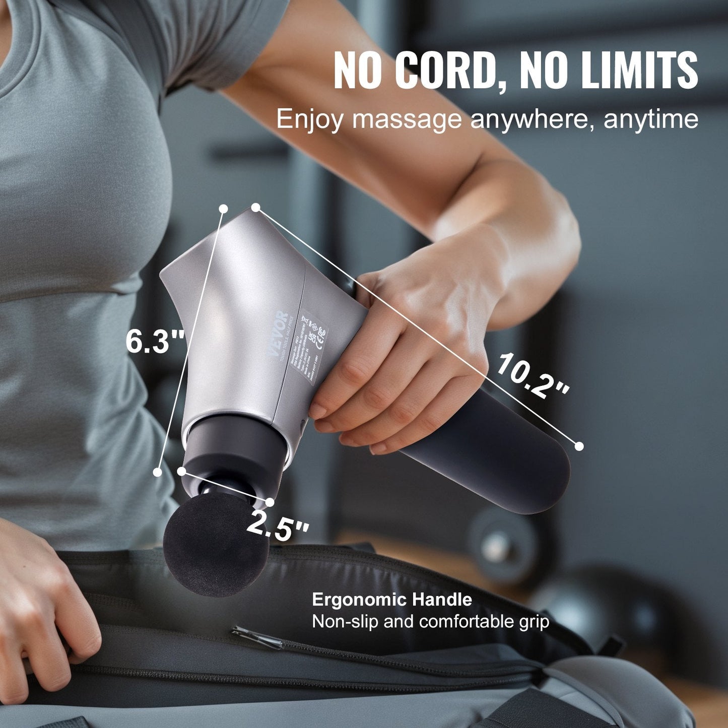 VEVOR Deep Tissue Massage Gun with 6 Speeds & 4 Heads for Muscle Relief
