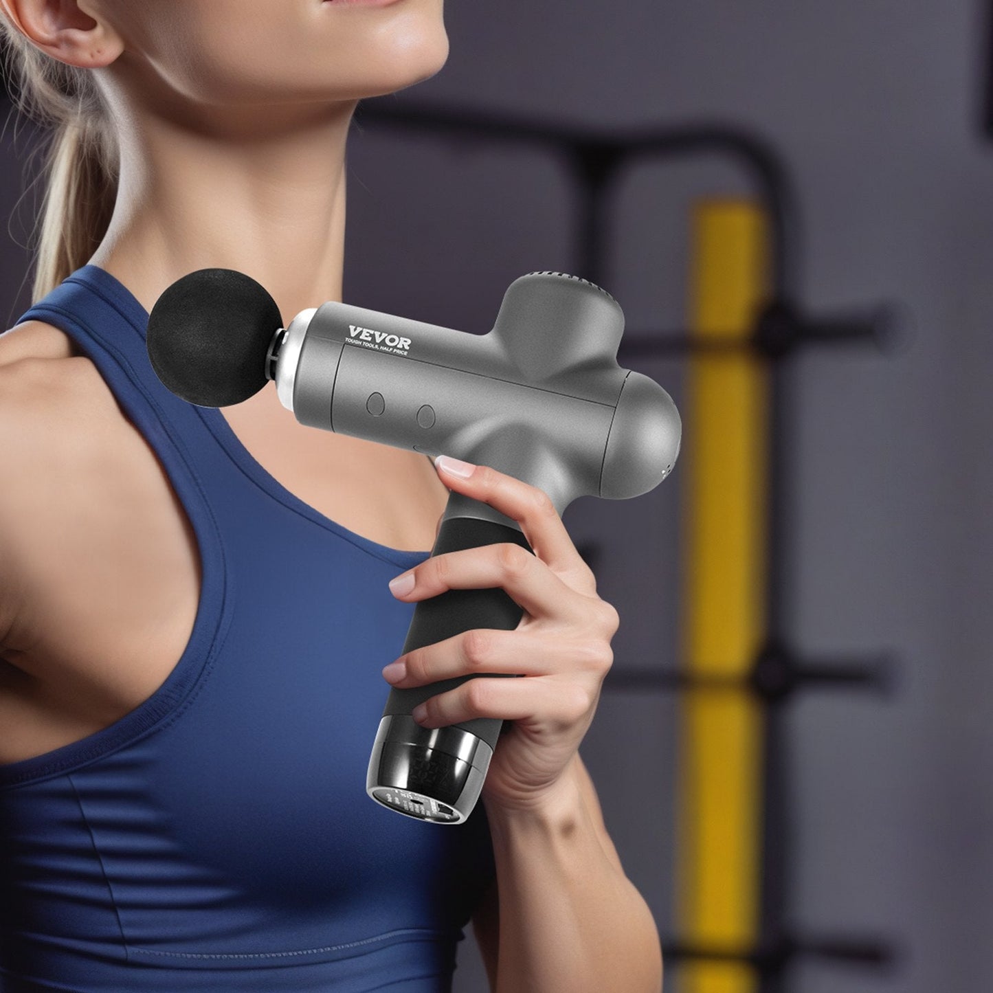 VEVOR Deep Tissue Massage Gun - Percussion Muscle Massager with 8 Speeds & 6 Heads